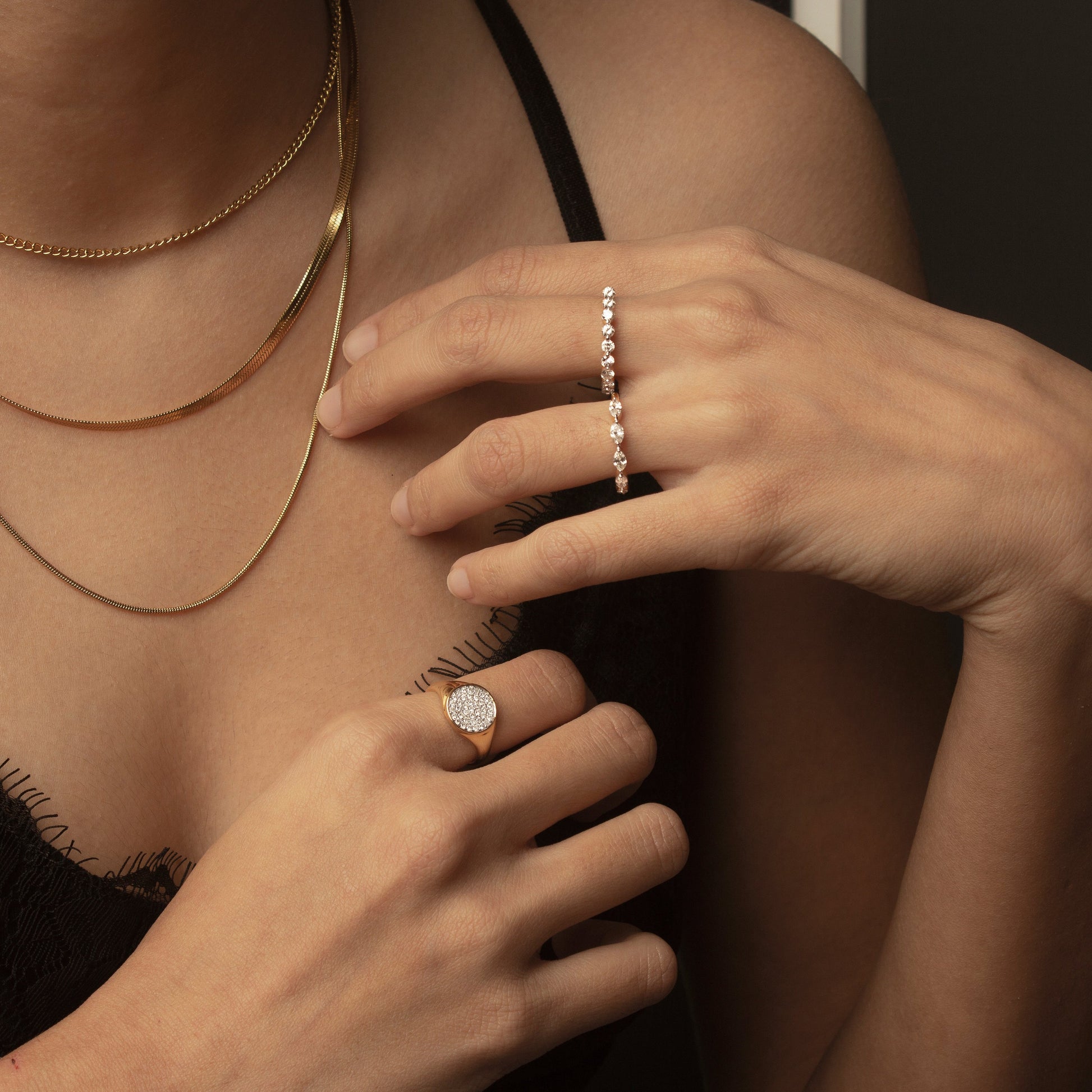 14K Gold Pavé Diamond Heart Signet Ring – Nana Bijou